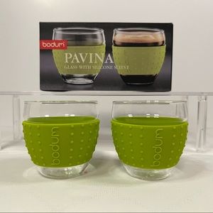 Bodum Pavina glasses with silicone sleeves espresso cups 3oz green